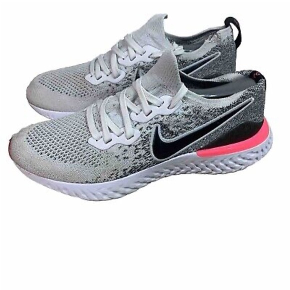 Nike Women's Epic React Flyknit 2 Sz 10 Women Black White Pink Running - Picture 2 of 8